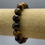 Tiger's Eye Bracelet with Natural Stone, Smooth Beads, 12 mm Diameter ±, 18 cm Length (Stretch)