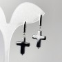 Earrings 'Hematite Cross', diameter 14x19mm, length 36mm