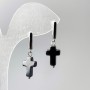 Hematite Cross Earrings, diameter 10x16 mm, length 33 mm