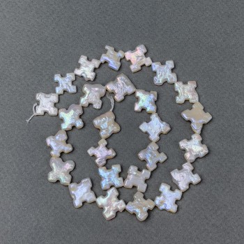 Baroque pearls with a gasoline tint on a thread 12x13mm+-, length 38cm+