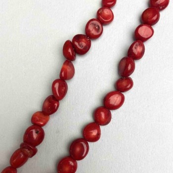Корал натуральний овал на волосіні, діаметр 11-13х11-12мм+-, довжина 40см+