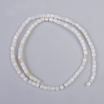 Mother-of-Pearl Cylindrical Beads, 3.5×3.5 mm, 37 cm on beading thread