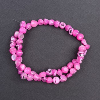 Beads of tinted raspberry mother-of-pearl, barrel shape, 8x6 mm, 41 cm strand length