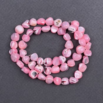 Faceted beads, pink-tinted mother-of-pearl, 8x6 mm, approx. 41 cm on thread