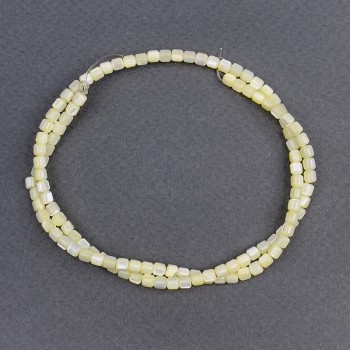 Tinted yellow mother-of-pearl cylindrical beads, diameter 3.5×3.5 mm, length 40 cm on a thread