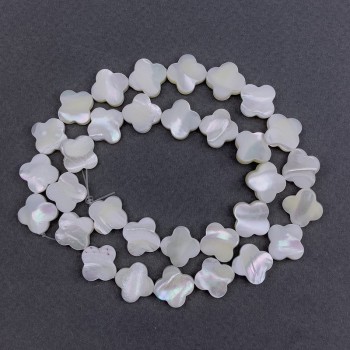 Mother-of-pearl Clover Beads, 10x2, 5 mm ±, length 39 cm ± on thread
