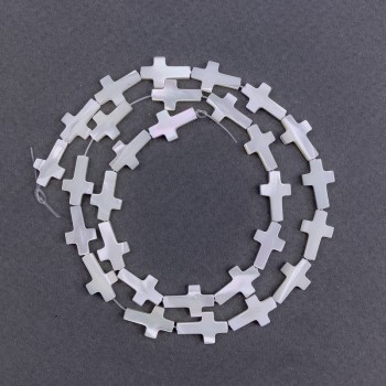 Mother-of-Pearl Beads Cross-shaped, 8×14×3 mm, 39 cm on thread