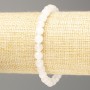 Bracelet made of white quartz with synthetic acrylic beads, smooth, 6.5 mm diameter, 18 cm length (stretch)