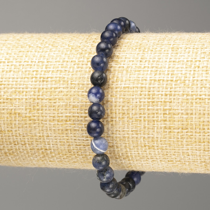 Sodalite Bracelet, Natural Stone, Smooth Beads, 6 mm Diameter, 18 cm Length (Stretch)