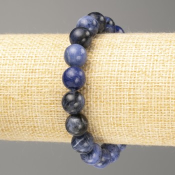 Sodalite bracelet, natural stone, smooth round beads, diameter 10.5 mm, length 18 cm (stretch)