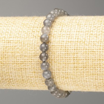 Bracelet Labradorite natural stone smooth beads, 6 mm diameter, 18 cm length (stretch)