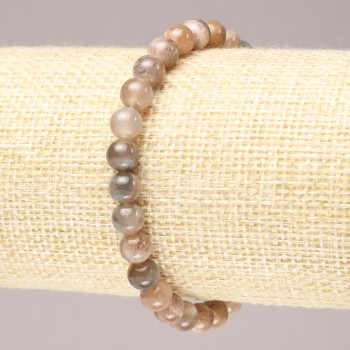 Elastic bracelet with natural selenite stone, smooth beads, 6mm diameter+