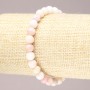 Elastic Bracelet with Natural Pink Opal, Smooth Beads, Diameter 6 mm (±)