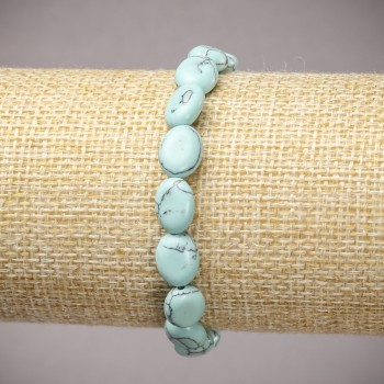 Elastic Turquoise Bracelet with Smooth Oval Beads, 10x8 mm, length 18 cm+