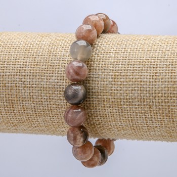 Elastic bracelet with natural selenite, smooth beads, 10 mm diameter, approx. 18 cm circumference