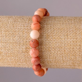 Selenite Bracelet on Elastic Cord, Smooth Beads, 8mm Diameter, 18cm Circumference