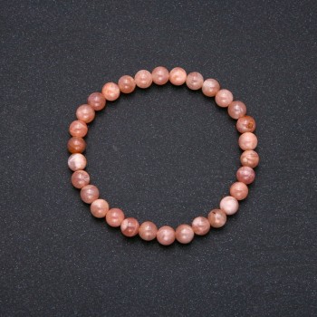Selenite bracelet with natural stone on elastic cord, smooth beads, 7 mm diameter, 18 cm circumference