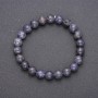 Elastic bracelet of natural iolite with a smooth bead, diameter 8(±)mm, circumference 18 cm
