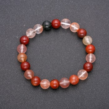 Bracelet with natural Rutile Quartz Assortment on elastic cord, smooth beads, diameter approx. 8 mm, length 18 cm