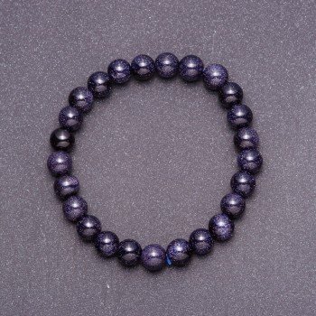 Bracelet made of synthetic aventurine 'Blue Sand Night of Cairo' smooth beads, 8 mm diameter (+/-), on an elastic cord, 18 cm circumference
