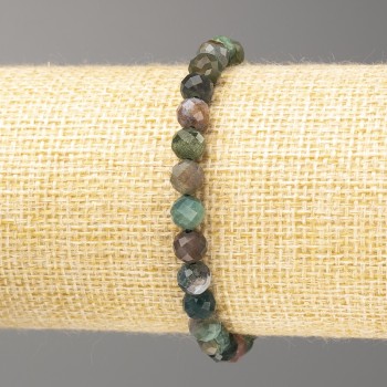 Colored Jasper Bracelet with Faceted Beads, 6 mm Diameter, 18 cm Length (Stretch)