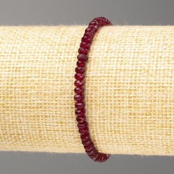 Bracelet with faceted synthetic tourmaline rondelle beads, diameter 4x2 mm, 18 cm length (stretch)