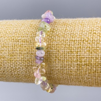 Fluorite chip bracelet, natural stone, chip size 8x4 mm, length 18 cm (stretch)