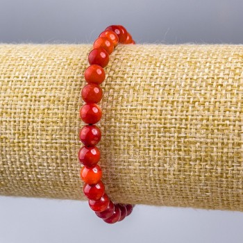 Bracelet Coral (Synthetic) Smooth Beads, Diameter 6mm+, Length 18cm (Stretch)