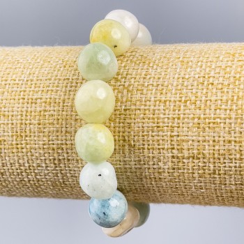 Morganite Bracelet, Natural Stone, Faceted, Assorted Sizes, Diameter 10×12–13×18 mm, Length 18 cm (Stretch)