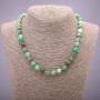 Chrysoprase bead necklace on a natural stone thread, smooth beads, diameter 8(±)mm, length 45 cm
