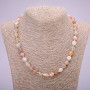 Natural selenite gemstone necklace, tumbled, diameter 7×9 mm (±), length 48 cm