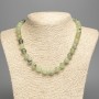 Prehnite natural stone necklace, smooth round beads, 10 mm diameter, 50 cm length