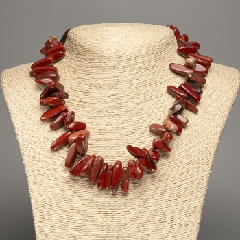 Red Jasper chip 'Needle' necklace, diameter 20x8 mm, length 47 cm +