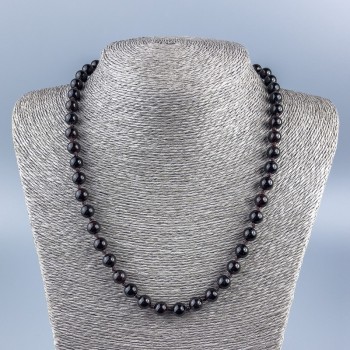 Garnet natural stone necklace with smooth beads, 8 mm diameter, 48 cm length +