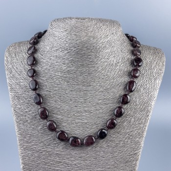 Natural garnet bead necklace, faceted, approx. 15×11×7 mm, length 45 cm