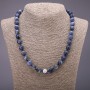 Natural Sodalite Necklace with Faceted Beads, 10 mm Diameter, 48 cm Length