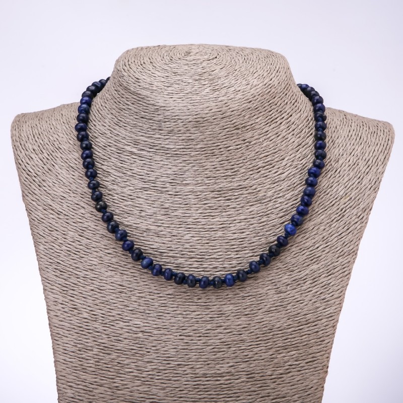 Lapis Lazuli Necklace with Smooth Rondelle Beads, 7x4 mm, 45 cm