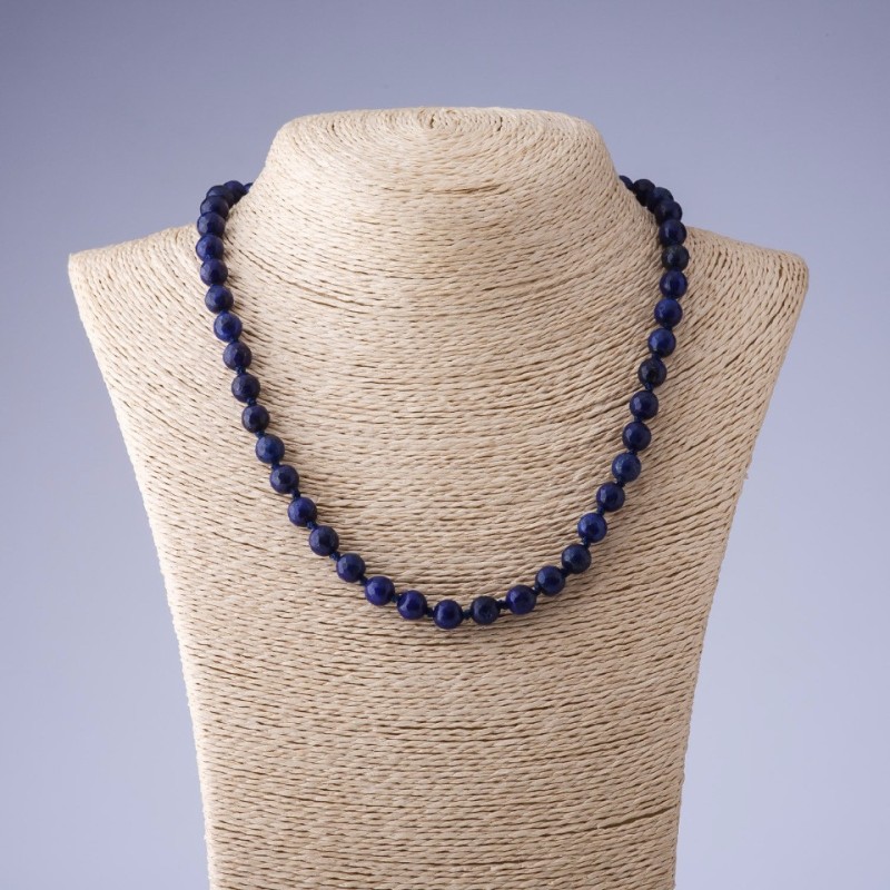 Natural lapis lazuli necklace with a faceted bead, length 48 cm, diameter 8 mm