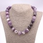 Chevron Amethyst Necklace with Smooth Beads, 16± mm Bead Diameter, 45 cm Length