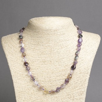 Faceted ametrine gemstone necklace, bead size 8×10 mm, length 45 cm+