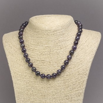 Natural amethyst necklace with smooth beads, 10mm diameter, 45cm length