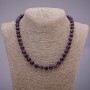 Amethyst stone necklace with smooth beads, 8(±)mm diameter, 45 cm length