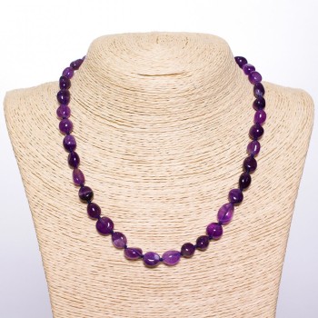 Natural amethyst necklace 'tumbled mix', 8–10 mm diameter, 45 cm long