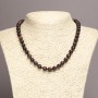 Bull's Eye Natural Stone Necklace - smooth beads, diameter 8(+-)mm, length 45cm+