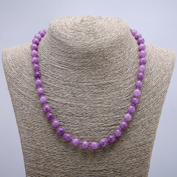 Necklace with natural tinted quartz, smooth bead, diameter 6(±)mm, length 46cm