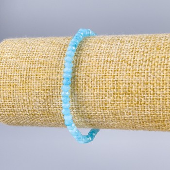 Aquamarine (Imitation) Faceted Rondelle Bracelet, 4x3 mm, 18 cm long (stretch)