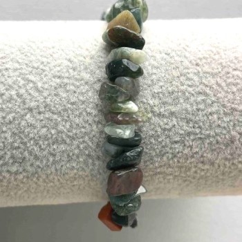 Mossy Agate Bracelet, natural stone chip, diameter 8-9 mm (±), length 18 cm (stretch)