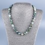 Moss Agate Natural Stone Necklace with Smooth Bead, 10mm Diameter, 48cm Length +