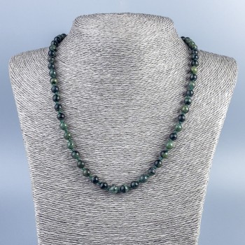 Natural Stone Necklace Ocean Jasper, smooth round beads, 6.5 mm diameter, 50 cm length
