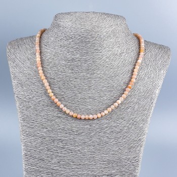 Natural stone selenite necklace with smooth beads, 4.5 mm diameter, 48 cm length +